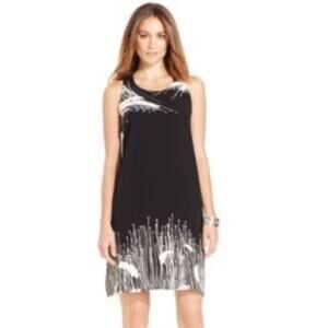 Alfani Black Splash Sleeveless A Line Dress Size 10 NWT